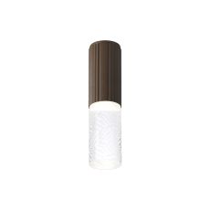 Gullo 6.7cm Ribbed Line Ceiling With Tall Diagonal Pattern Acrylic Shade, 1 x GU10, IP54, Dark Brown/Clear/Frosted, 2yrs Warranty