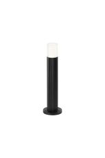 Gullo Ribbed Line 35cm Post Lamp With Horizontal Line Acrylic Shade, 1 x GU10, IP54, Black/Clear/Frosted, 2yrs Warranty