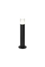 Gullo Ribbed Line 35cm Post Lamp With Tier Pattern Acrylic Shade, 1 x GU10, IP54, Black/Clear, 2yrs Warranty