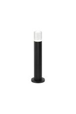 Gullo Ribbed Line 35cm Post Lamp With Bubble Acrylic Shade, 1 x GU10, IP54, Black/Clear, 2yrs Warranty