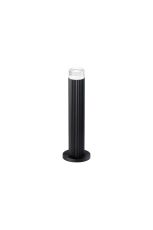 Gullo Ribbed Line 35cm Post Lamp With Short Diagonal Pattern Acrylic Shade, 1 x GU10, IP54, Black/Clear/Frosted, 2yrs Warranty