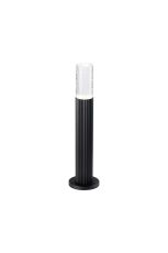 Gullo Ribbed Line 35cm Post Lamp With Tall Diagonal Pattern Acrylic Shade, 1 x GU10, IP54, Black/Clear/Frosted, 2yrs Warranty