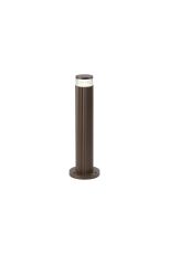 Gullo Ribbed Line 35cm Post Lamp With X Pattern Acrylic Shade, 1 x GU10, IP54, Dark Brown/Clear/Frosted, 2yrs Warranty
