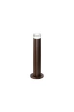 Gullo Ribbed Line 35cm Post Lamp With Short Diagonal Pattern Acrylic Shade, 1 x GU10, IP54, Dark Brown/Clear/Frosted, 2yrs Warranty