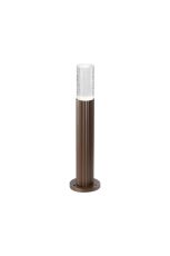 Gullo Ribbed Line 35cm Post Lamp With Tall Diagonal Pattern Acrylic Shade, 1 x GU10, IP54, Dark Brown/Clear/Frosted, 2yrs Warranty