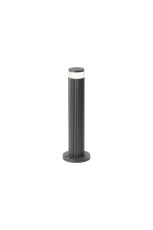 Gullo Ribbed Line 35cm Post Lamp With X Pattern Acrylic Shade, 1 x GU10, IP54, Grey/Clear/Frosted, 2yrs Warranty