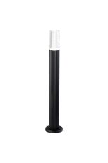 Gullo Ribbed Line 55cm Post Lamp With Tall Diagonal Pattern Acrylic Shade, 1 x GU10, IP54, Black/Clear/Frosted, 2yrs Warranty
