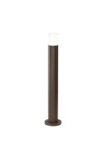 Gullo Ribbed Line 55cm Post Lamp With Horizontal Line Acrylic Shade, 1 x GU10, IP54, Dark Brown/Clear/Frosted, 2yrs Warranty