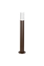 Gullo Ribbed Line 55cm Post Lamp With Tall Diagonal Pattern Acrylic Shade, 1 x GU10, IP54, Dark Brown/Clear/Frosted, 2yrs Warranty
