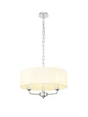 Banyan 3 Light Multi Arm Pendant With 45cm x 15cm Organza Shade Polished Chrome/Cream