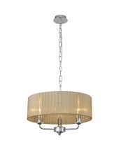 Banyan 3 Light Multi Arm Pendant With 45cm x 15cm Organza Shade Polished Chrome/Soft Bronze