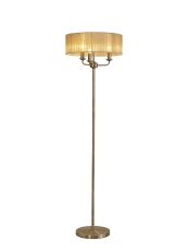 Banyan 3 Light Switched Floor Lamp With 45cm x 15cm Soft Bronze Organza Shade Antique Brass/Soft Bronze