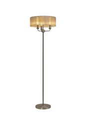 Banyan 3 Light Switched Floor Lamp With 45cm x 15cm Soft Bronze Organza Shade Satin Nickel/Soft Bronze