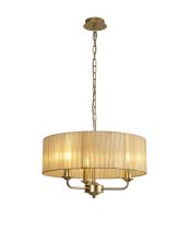 Banyan 3 Light Multi Arm Pendant With 45cm x 15cm Organza Shade Champagne Gold/Soft Bronze