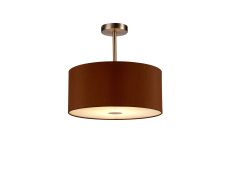 Baymont Satin Nickel 1 Light E27 Semi Flush With 40cm x 18cm Dual Faux Silk Shade, Raw Cocoa/Grecian Bronze With Frosted/SN Acrylic Diffuser