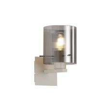 Brandroot Ribbed Single Switched Wall Lamp, 1 Light, E27, Beige Stone/Smoke Narrow Line Glass