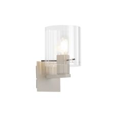 Brandroot Ribbed Single Switched Wall Lamp, 1 Light, E27, Beige Stone/Clear Wide Line Glass