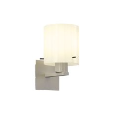 Brandroot Ribbed Single Switched Wall Lamp, 1 Light, E27, Beige Stone/Gloss White Wide Line Glass