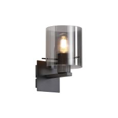 Brandroot Ribbed Single Switched Wall Lamp, 1 Light, E27, Dark Grey/Smoke Narrow Line Glass