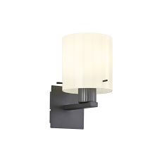 Brandroot Ribbed Single Switched Wall Lamp, 1 Light, E27, Dark Grey/Gloss White Wide Line Glass