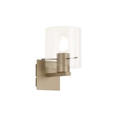 Brandroot Ribbed Single Switched Wall Lamp, 1 Light, E27, Light Gold/Clear Narrow Line Glass