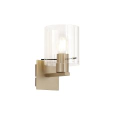 Brandroot Ribbed Single Switched Wall Lamp, 1 Light, E27, Light Gold/Clear Wide Line Glass