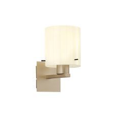 Brandroot Ribbed Single Switched Wall Lamp, 1 Light, E27, Light Gold/Gloss White Wide Line Glass