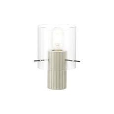 Brandroot Ribbed Table Lamp, 1 Light E27, Beige Stone/Clear Narrow Line Glass