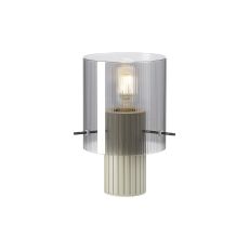 Brandroot Ribbed Table Lamp, 1 Light E27, Beige Stone/Smoke Narrow Line Glass