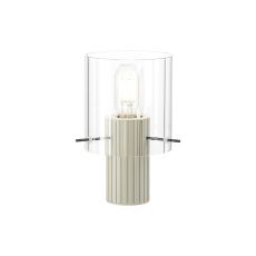 Brandroot Ribbed Table Lamp, 1 Light E27, Beige Stone/Clear Wide Line Glass