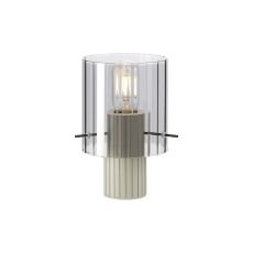 Brandroot Ribbed Table Lamp, 1 Light E27, Beige Stone/Smoke Wide Line Glass