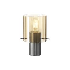 Brandroot Ribbed Table Lamp, 1 Light E27, Dark Grey/Amber Wide Line Glass