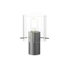 Brandroot Ribbed Table Lamp, 1 Light E27, Dark Grey/Clear Wide Line Glass