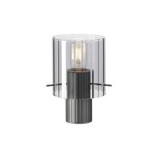 Brandroot Ribbed Table Lamp, 1 Light E27, Dark Grey/Smoke Wide Line Glass