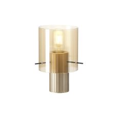 Brandroot Ribbed Table Lamp, 1 Light E27, Light Gold/Amber Narrow Line Glass