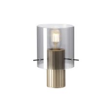 Brandroot Ribbed Table Lamp, 1 Light E27, Light Gold/Smoke Narrow Line Glass