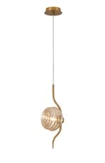 Corte 1 Light Pendant With 16cm Glass, Brass/Amber