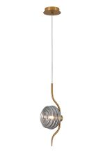 Corte 1 Light Pendant With 16cm Glass, Brass/Smoke