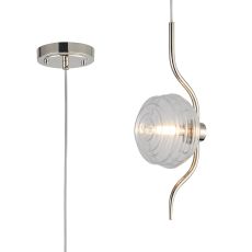 Corte 1 Light Pendant With 16cm Glass, Polished Nickel/Clear