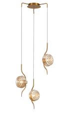 Corte 44cm Round 3 Light Pendant With 160mm Glass, Brass/Amber