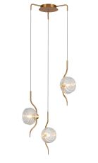 Corte 44cm Round 3 Light Pendant With 160mm Glass, Brass/Clear