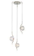 Corte 44cm Round 3 Light Pendant With 160mm Glass, Polished Nickel/Clear