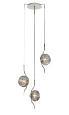 Corte 44cm Round 3 Light Pendant With 160mm Glass, Polished Nickel/Smoke