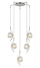 Corte 63cm Round 5 Light Pendant With 160mm Glass, Polished Nickel/Clear