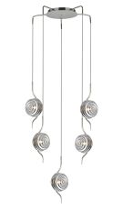 Corte 63cm Round 5 Light Pendant With 160mm Glass, Polished Nickel/Smoke