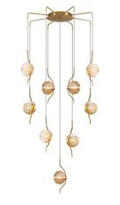 Corte 84cm Round 9 Light Pendant With 160mm Glass, Brass/Amber