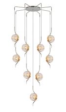 Corte 84cm Round 9 Light Pendant With 160mm Glass, Polished Nickel/Amber