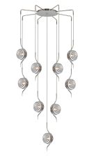 Corte 84cm Round 9 Light Pendant With 160mm Glass, Polished Nickel/Smoke