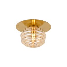 Corte 21cm Round 1 Light Flush With 160mm Glass, Brass/Amber