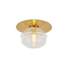 Corte 21cm Round 1 Light Flush With 160mm Glass, Brass/Clear